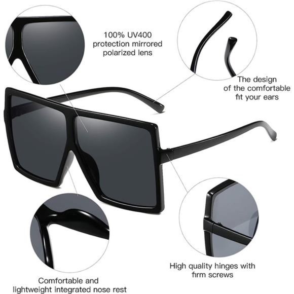 3 Pack Sunglasses for Women Men Large Frame Retro Square glasses Trendy Summer - Picture 5 of 6